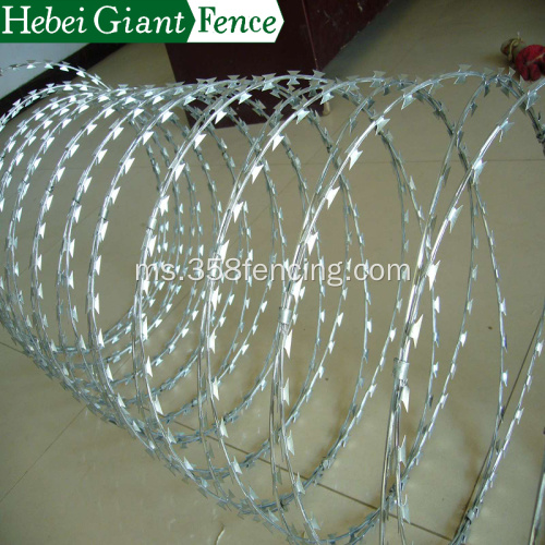 Keselamatan Dipped Hot Fencing Razor Barbed Wire Pagar